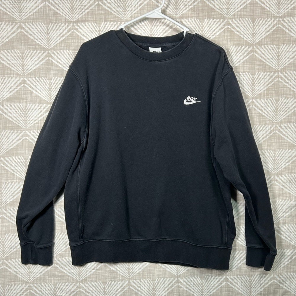 Nike Sweatshirt Men's L Black Logo Embroidered Swoosh Y2k Vintage Crewneck